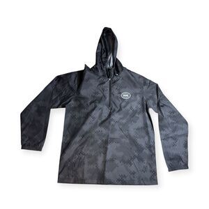 Vans Black Camouflage Camo Hooded Windbreaker 3/4 Quarter Zip Jacket Size Medium